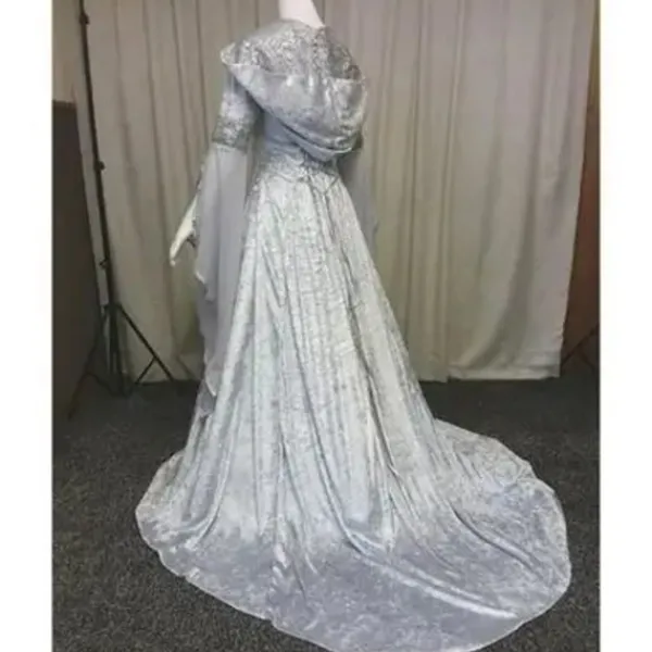 Medeltida Retro Gotisk Huvtröja Häxklänning Lång Kjol Lyxig Festklänning För Kvinnor Cosplay Vampyr Halloween Vuxen Dräkt Svart svart S> Dräkter