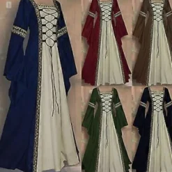 Medeltida Retro Hov Prinsessa Cosplay Kostym Lång Klänning Elegant Häxa (M Röd)><noscript><img width=