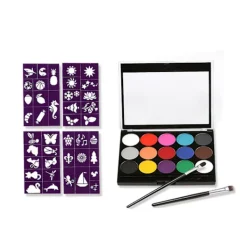 Mengxi 1 Set Kroppsmålning Med Pensel 15 Färger Vattentät Koncentrerad Kladdfri Partyverktyg Vattenlöslig Jul Halloween Smink Ansiktsmålning> Smink