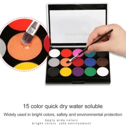 Mengxi 1 Set Kroppsmålning Med Pensel 15 Färger Vattentät Koncentrerad Kladdfri Partyverktyg Vattenlöslig Jul Halloween Smink Ansiktsmålning><noscript><img width=