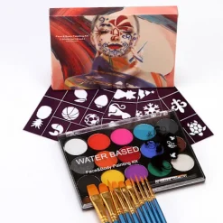 Mengxi 1 Set Kroppsmålning Med Pensel 15 Färger Vattentät Koncentrerad Kladdfri Partyverktyg Vattenlöslig Jul Halloween Smink Ansiktsmålning><noscript><img width=