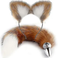 Metallisk Massager Rosa Räv Svans och Räv Öron, Rollspel Cosplay-FÄRG: G> Huvudbonader