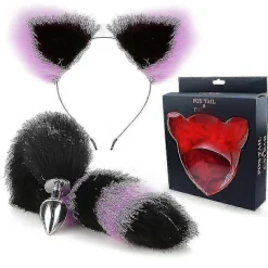 Metallisk Massager Rosa Räv Svans och Räv Öron, Rollspel Cosplay-FÄRG: G><noscript><img width=