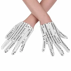 Michael Jackson Handskar Barn Performance Handskar Partyhandskar Klädtillbehör Juldräkt (Silver)> Tillbehör