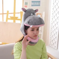 Mjuk Söt Plysch Djur Huvtröja Hatt Rolig Flodhäst Huvudbonad Plysch Huvudskydd Party> Huvudbonader