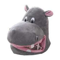 Mjuk Söt Plysch Djur Huvtröja Hatt Rolig Flodhäst Huvudbonad Plysch Huvudskydd Party><noscript><img width=