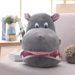 Mjuk Söt Plysch Djur Huvtröja Hatt Rolig Flodhäst Huvudbonad Plysch Huvudskydd Party><noscript><img width=