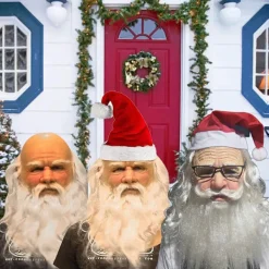 JIUSAIRUI Mjuk Tomte Vuxen My Old Man Christmas Holiday Rolig Latex Mask> Masker