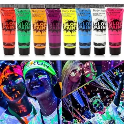 10ml Halloween Glow Pop In Dark Face Black Light Paint Uv Neon & Body Crayon Kit Fluorescent Makeup Marker Christmas G> Smink