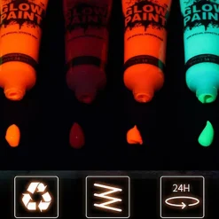 10ml Halloween Glow Pop In Dark Face Black Light Paint Uv Neon & Body Crayon Kit Fluorescent Makeup Marker Christmas G> Smink