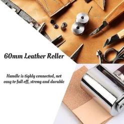 60mm Tryckrulle i kolstål för läder, läderbearbetning gummikantrulle läderstämplingsverktyg><noscript><img width=