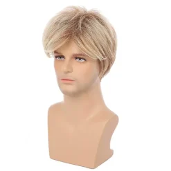 Män Blandat Blond stilig Kort rakt hår Peruker Cosplay Full Peruk> Peruker