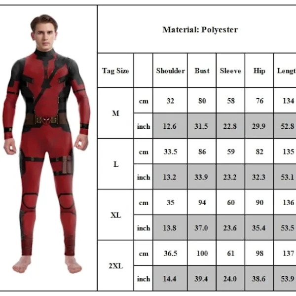 Män Deadpool 3 Wolverine Jumpsuit Bodysuit Cosplay Kostym Halloween Dräkt Outfit L> Dräkter