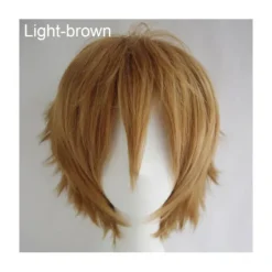 unbranded Män Kvinnor Flerfärgad kort rakt hårstrå Hel peruk för Anime Party Cosplay - Orange><noscript><img width=