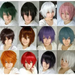 Män Kvinnor Kort rakt hårstrå Peruk Värmebeständig Syntet Orange> Peruker