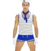 Män Sailor Seaman Party Kostym Cosplay Rollspel Outfit Lingerie (Paket med 1 set) Blå> Dräkter