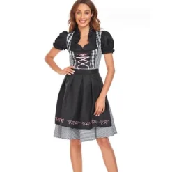 München Oktoberfest Svart Klänning Kompatibel med Kvinnor Dirndl-klänning-FA- L> Dräkter