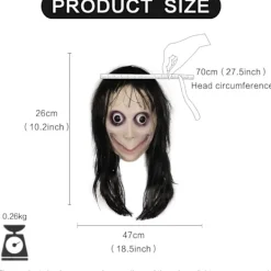 Molezu Momo Mask Läskig Mask, Krypande Mask Monstermask, Skräckdräkter Party Gummi Latex Mask för Halloween Vuxen><noscript><img width=