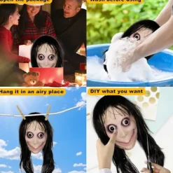 Molezu Momo Mask Läskig Mask, Krypande Mask Monstermask, Skräckkostymer Party Gummi Latex Mask för Halloween Vuxen><noscript><img width=