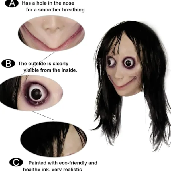Molezu Momo Mask Läskig Mask, Krypande Mask Monstermask, Skräckkostymer Party Gummi Latex Mask för Halloween Vuxen> Masker