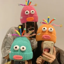 Monster Shrek Vinter Stickad Mössa Beanie Ull Rolig Cap Nyhet Kvinnor / Män One Size><noscript><img width=