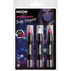 Moon Glow Intensiva Neon UV Kroppskritor En Storlek Vit/Rosa/Lila One Size> Smink