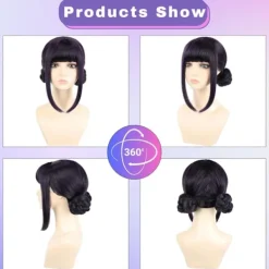 morvally Dam 47 Tum Lila Lång Flätad Hästsvans Peruk - Anime Cosplay Peruker för Kvinnor Halloween Kostymfest> Peruker