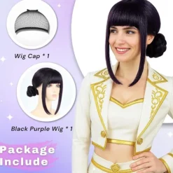 morvally Dam 47 Tum Lila Lång Flätad Hästsvans Peruk - Anime Cosplay Peruker för Kvinnor Halloween Kostymfest><noscript><img width=