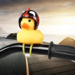 Motorcykel söt liten gul anka med hjälm mountainbike cykel dekoration röd> Huvudbonader