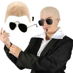 Mr Worldwide Flintskallig Hätta & Solglasögon Set, Kändisikon Maskerad Pitbull Kostym Tillbehör Set{XH} 2st><noscript><img width=