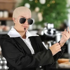 Mr Worldwide Flintskallig Hätta & Solglasögon Set, Kändisikon Maskerad Pitbull Kostym Tillbehör Set-Perfekt 1pcs><noscript><img width=