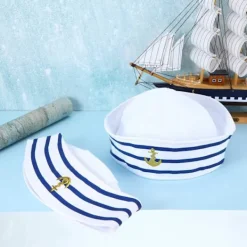 Mörkblå sjömanshatt med vit sjömanshatt för kostymtillbehör (2 st)_xx><noscript><img width=