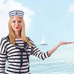 Mörkblå sjömanshatt med vit sjömanshatt för kostymtillbehör (2 st)_xx><noscript><img width=