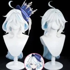 Mub- ecowalson Focalors Kostym Cosplay Spel Genshin Impact Cosplay Anime Focalors Peruk Rollspelsdräkt peruk 2 XL> Peruker