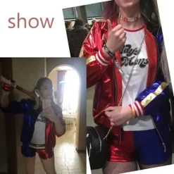 Mub Harley-Quinn Monster T-shirt Cosplay Kostym Kvinnor Barn 4 i 6 Set M><noscript><img width=