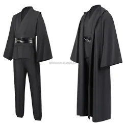 Mub- Obi wan Kenobi Premium Quality Cosplay Kostym Svart Jedi Robe från Star the Wars för Lightsaber Dueling Svart Svart L> Dräkter