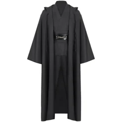 Mub- Obi wan Kenobi Premium Quality Cosplay Kostym Svart Jedi Robe från Star the Wars för Lightsaber Dueling Svart Svart L> Dräkter