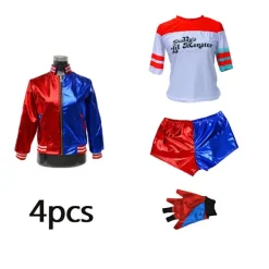 Mub-Harley-Quinn Monster T-shirt Harley-Quinn Cosplay Kostym Kvinnor Barn 4 i 1 Set M> Dräkter