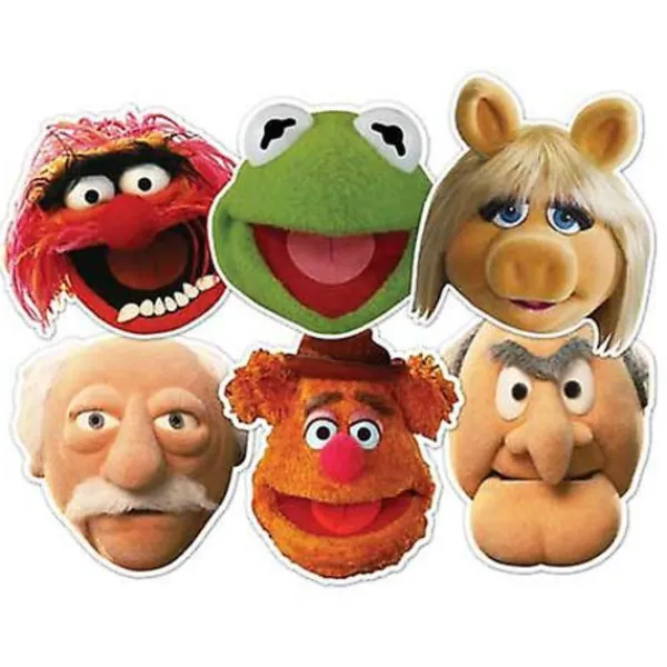 Mupparna Kort Maskeradmask Set med 6 (Kermit, Miss Piggy, Animal, Statler, Waldorf och Fozzie Bear)_Överraskningsgåva> Masker