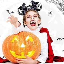 Musöron Hårband för Kvinnor och Flickor, Paljettrosett Glitter Hårband för Fester och Halloween><noscript><img width=