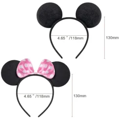 Musöron Huvudband Set med 20 st, Svart & Rosa Rosett><noscript><img width=