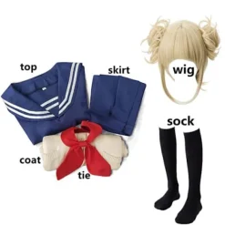 My Hero Academia Himiko Toga Cosplay Kostym JK Uniform Boku No Hero Academia Tröja Peruk Halloween Kostymer för Kvinnor L><noscript><img width=