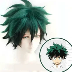My Hero Academia Izuku Midoriya Cosplay Peruker Grön Svart Kort Peruk Med Bangs Syntethår ​​Peruker> Peruker