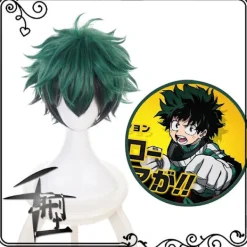My Hero Academia Izuku Midoriya Cosplay Peruker Grön Svart Kort Peruk Med Bangs Syntethår ​​Peruker><noscript><img width=