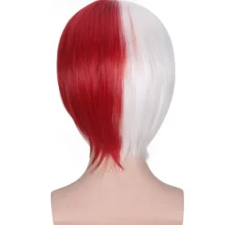 My Hero Academia Todoroki Shoto Cosplay Vit Röd Kort Peruk Med Lugg><noscript><img width=