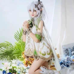 Nahida Cosplay Genshin Impact Nahida Minor Lord Kusanali Cosplay Kostym Flickklänningar Peruk Kostym Kläder Halloween Party Kostym W1><noscript><img width=