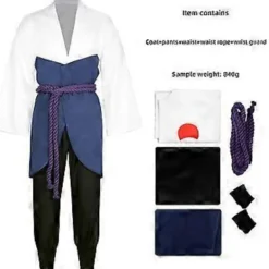 NARUTO Ninja Uchiha Sasuke Cosplay Kostym Set Party Maskerad Halloween Kostym för Vuxen (M Vit)><noscript><img width=