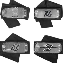 Naruto pannband med metallpläterade cosplay-tillbehör, 4 st> Huvudbonader