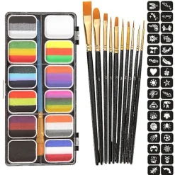 National Day Rainbow ansiktsmålning kostym ansiktskroppssminkning, med 10 penslar> Smink