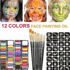 National Day Rainbow ansiktsmålning kostym ansiktskroppssminkning, med 10 penslar><noscript><img width=